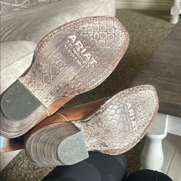 Ariat Brown Cowboy Boot with Colorful Accent Pattern - Picture 6 of 12